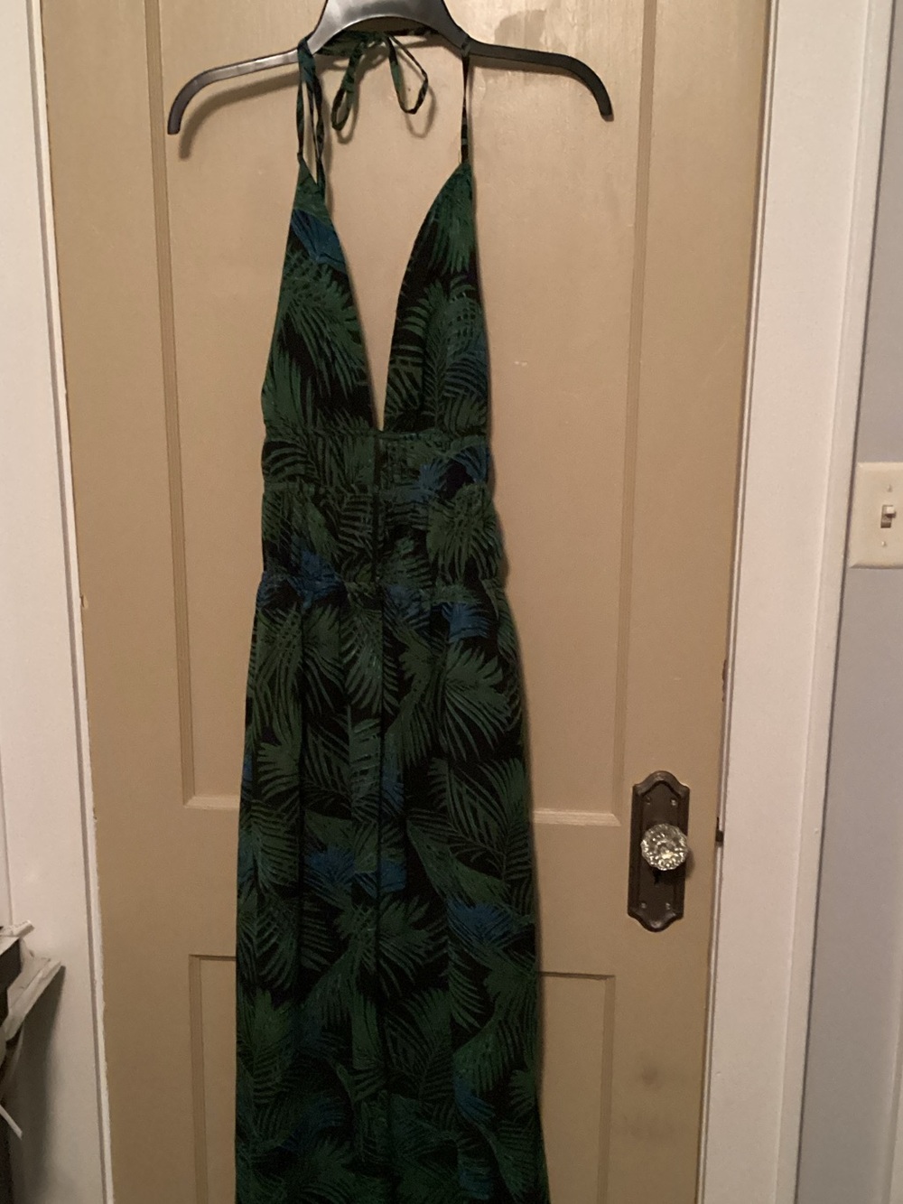 Tropical Halter Maxi Dress in Green and Black